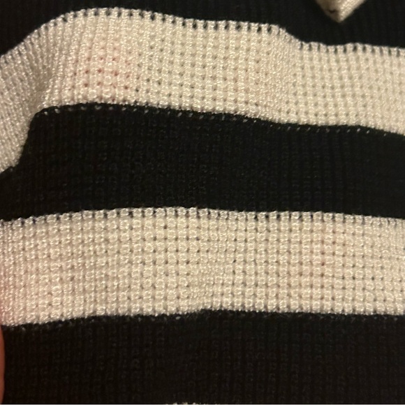 Cyrus Waffle Black & White Striped Sweater - Picture 6 of 7